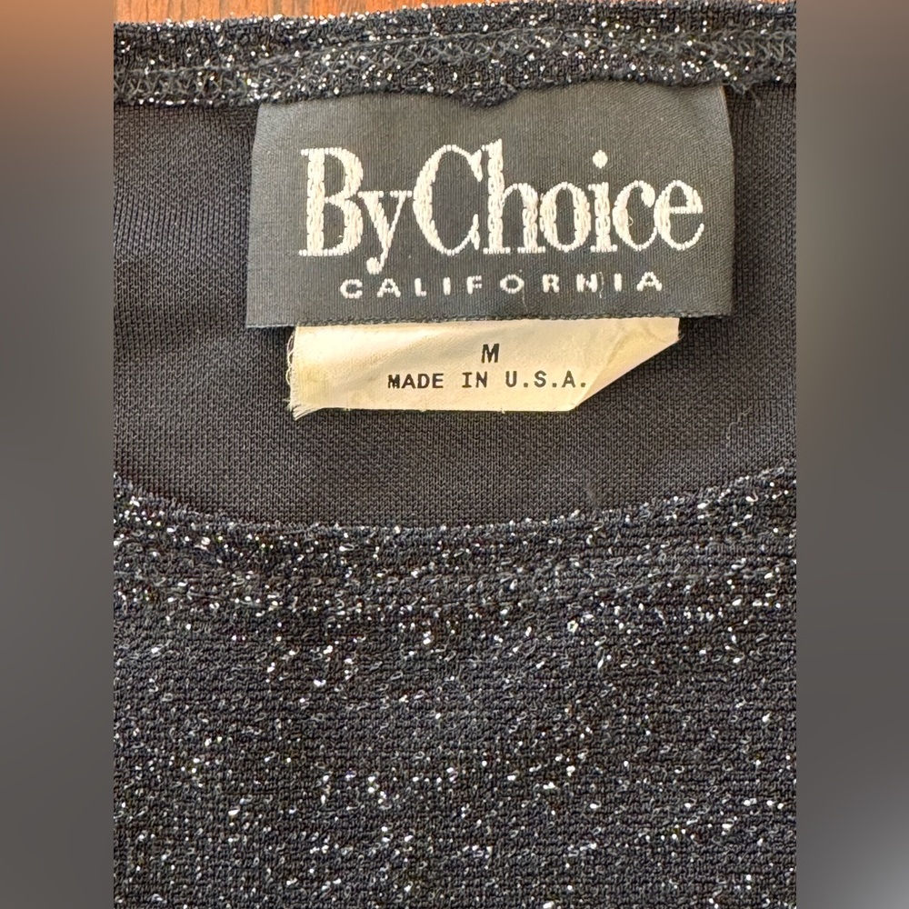 By choice California ladies Elegant Black Glitter pullover top size M 90s stretc - Picture 10 of 16